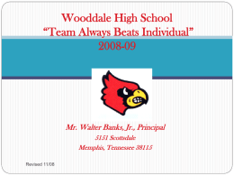 Wooddale High School “Team Always Beats Individual” 2008-09 Mr. Walter Banks, Jr., Principal