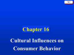 Chapter 16 Cultural Influences on Consumer Behavior 16-1
