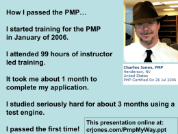 How I passed the PMP… I started training for the PMP