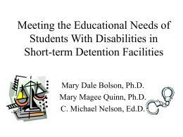 Meeting the Educational Needs of Students With Disabilities in Short-term Detention Facilities
