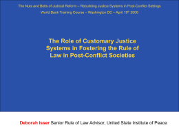 – Rebuilding Justice Systems in Post-Conflict Settings