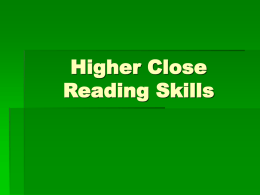 Higher Close Reading Skills