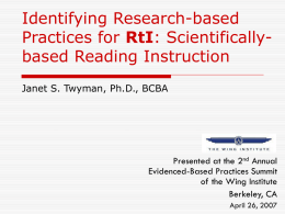 Identifying Research-based RtI based Reading Instruction