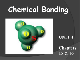 Chemical Bonding UNIT 4 Chapters 15 &amp; 16