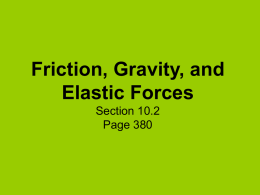 Friction, Gravity, and Elastic Forces Section 10.2 Page 380