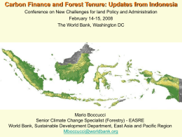 Carbon Finance and Forest Tenure: Updates from Indonesia