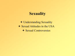 Sexuality  Understanding Sexuality  Sexual Attitudes in the USA  Sexual Controversies