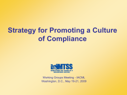 Strategy for Promoting a Culture of Compliance Working Groups Meeting - IACML