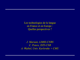 Les technologies de la langue en France et en Europe :