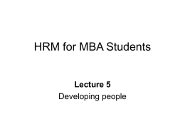 HRM for MBA Students Lecture 5 Developing people