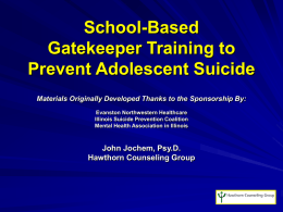 School-Based Gatekeeper Training to Prevent Adolescent Suicide