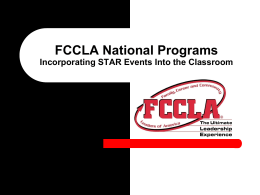 FCCLA National Programs Incorporating STAR Events Into the Classroom