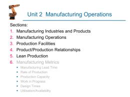 Unit 2  Manufacturing Operations
