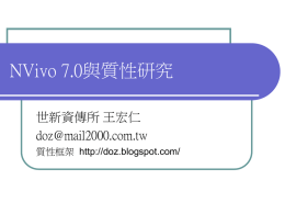 NVivo 7.0與質性研究 世新資傳所 王宏仁  質性框架