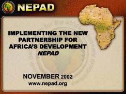 NOVEMBER NEPAD IMPLEMENTING THE NEW PARTNERSHIP FOR