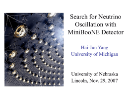 Search for Neutrino Oscillation with MiniBooNE Detector Hai-Jun Yang