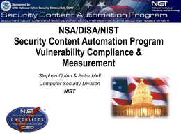 NSA/DISA/NIST Security Content Automation Program Vulnerability Compliance &amp; Measurement