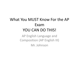 What You MUST Know For the AP Exam YOU CAN DO THIS!