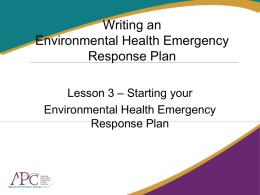Writing an Environmental Health Emergency Response Plan – Starting your