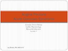 Angina Pectoris Acute Coronary Syndrome Coronary Artery Disease Cardiac Pharmacology