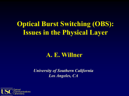 Optical Burst Switching (OBS): Issues in the Physical Layer A. E. Willner