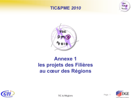Annexe 1 les projets des Filières au cœur des Régions 2010