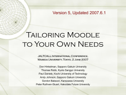 Tailoring Moodle to Your Own Needs Version 5, Updated 2007.6.1