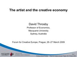 The artist and the creative economy David Throsby