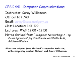 CPSC 441: Computer Communications