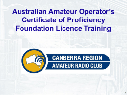 Australian Amateur Operator’s Certificate of Proficiency Foundation Licence Training 1