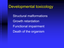 Developmental toxicology Structural malformations Growth retardation Functional impairment