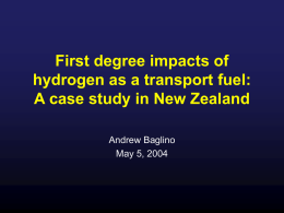 First degree impacts of hydrogen as a transport fuel: Andrew Baglino