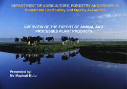 DEPARTMENT OF AGRICULTURE, FORESTRY AND FISHERIES PROCESSED PLANT PRODUCTS