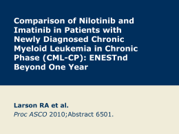 Comparison of Nilotinib and Imatinib in Patients with Newly Diagnosed Chronic