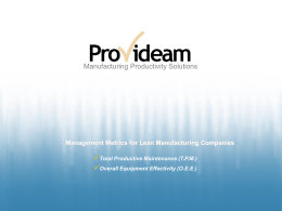  Manufacturing Productivity Solutions Management Metrics for Lean Manufacturing Companies