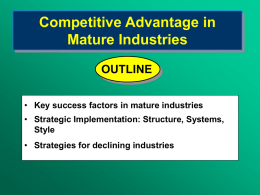 Competitive Advantage in Mature Industries OUTLINE