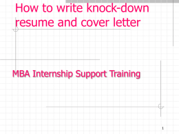 How to write knock-down resume and cover letter MBA Internship Support Training 1