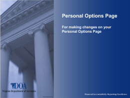 Personal Options Page For making changes on your Photo by Karl Steinbrenner