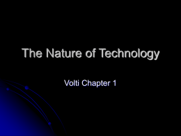 The Nature of Technology Volti Chapter 1