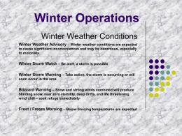 Winter Operations Winter Weather Conditions Winter Weather Advisory