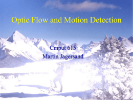 Optic Flow and Motion Detection Cmput 615 Martin Jagersand
