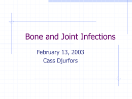 Bone and Joint Infections February 13, 2003 Cass Djurfors