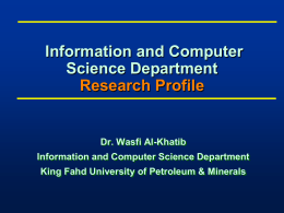 Information and Computer Science Department Research Profile
