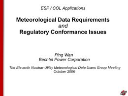 Meteorological Data Requirements Regulatory Conformance Issues and ESP / COL Applications