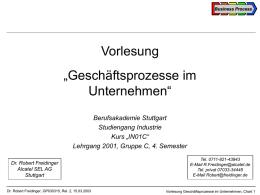 Vorlesung „Geschäftsprozesse im Unternehmen“ Berufsakademie Stuttgart