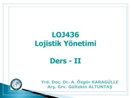 LOJ436 Lojistik Yönetimi Ders - II Yrd. Doç. Dr. A. Özgür KARAGÜLLE