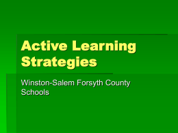 Active Learning Strategies Winston-Salem Forsyth County Schools