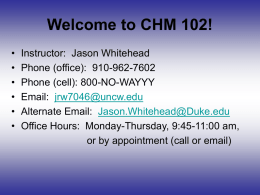 Welcome to CHM 102!
