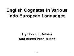 English Cognates in Various Indo-European Languages By Don L. F. Nilsen