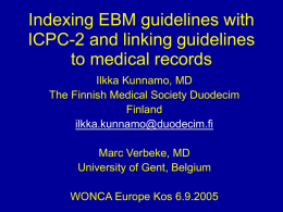 Indexing EBM guidelines with ICPC-2 and linking guidelines to medical records